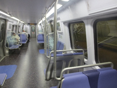 [Washington DC]Washington DC Metro train interior design for the passenger - shows the latest interior new trains built by Kawasaki.   Photo by Ian Brown for Railfuture