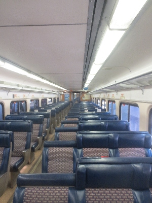 [Washington DC]Interior of traditional Maryland Area Transit (MARC) commuter train carriage used on off-peak services and also to strengthen bilevel trains.  Photo by Ian Brown for Railfuture