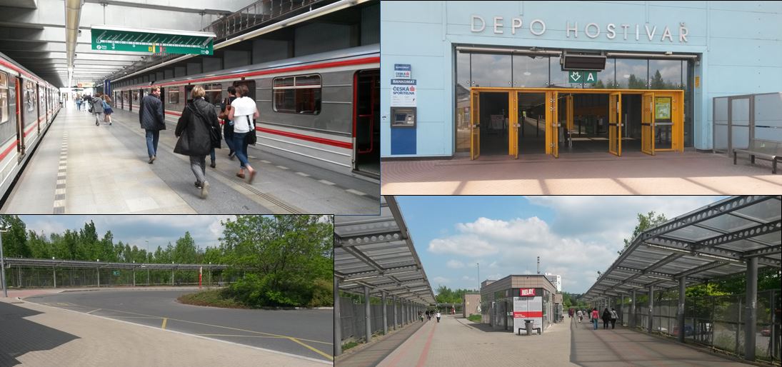 [Prague]Prague's Depo-Hostivar-metro terminus station has continuous cover from the rain between the platform and the bus stop