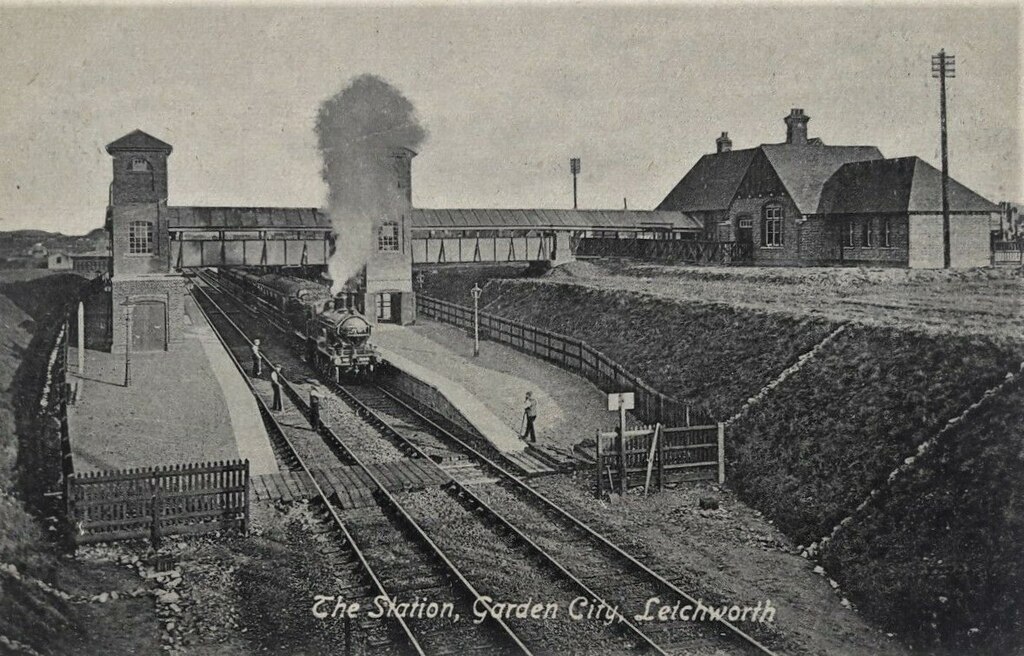 Letchworth The Station Photo Postcard Pre 1914, in public domain, via Wikimedia. 
