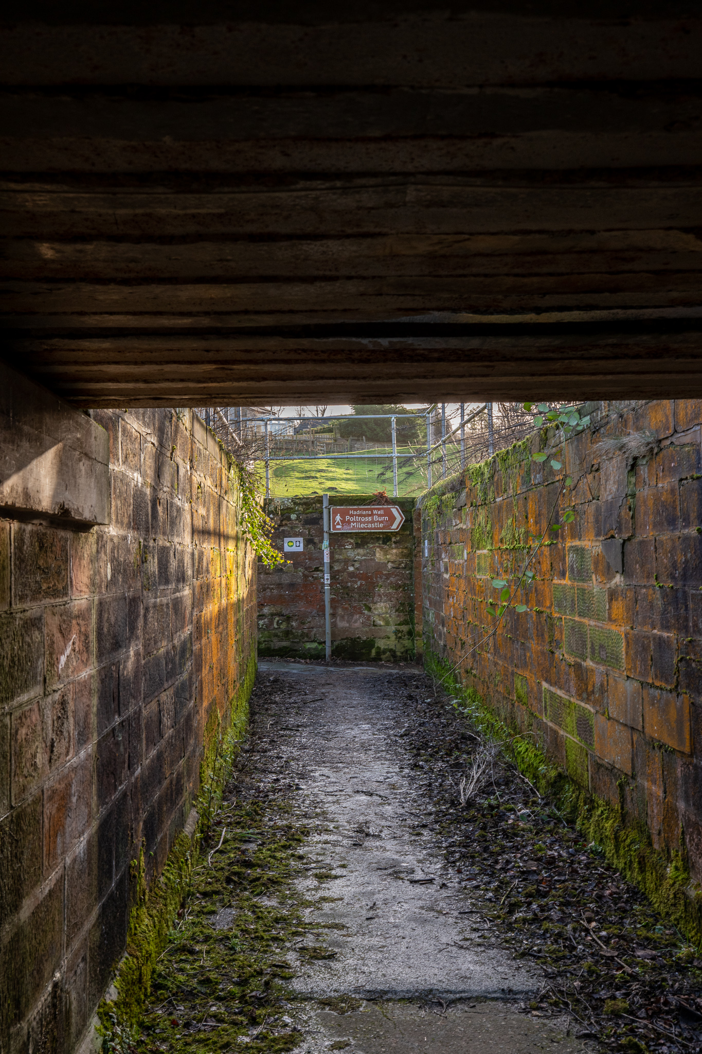 The old underpass at Gilsland leading straight to Hadrians Wall Trail